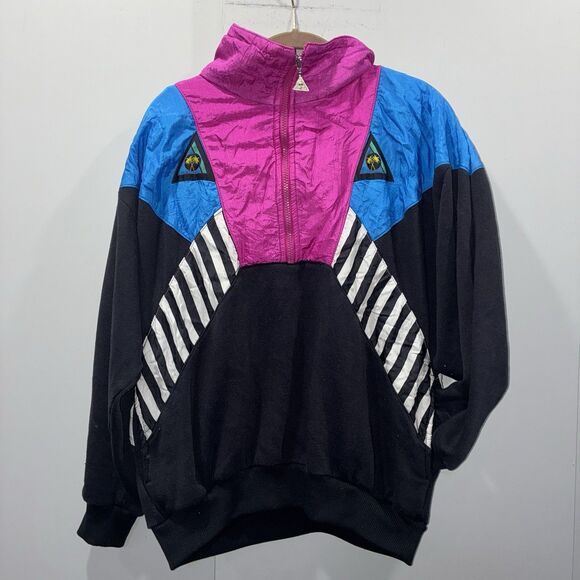 Vintage Tops - Vintage Casual Isle 90s Colorblock Pullover Jacket Flawed Size L